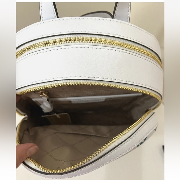New Michael Kors Jaycee Medium Zip Pocket Backpack Pride Optic White Multi